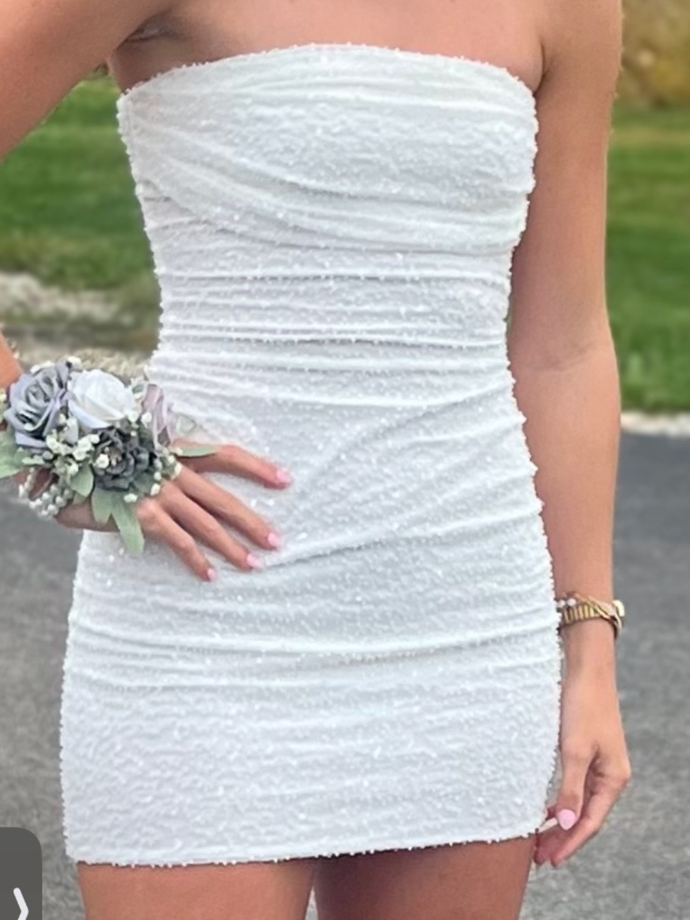 Windsor White Beaded Bodycon Mini Dress
